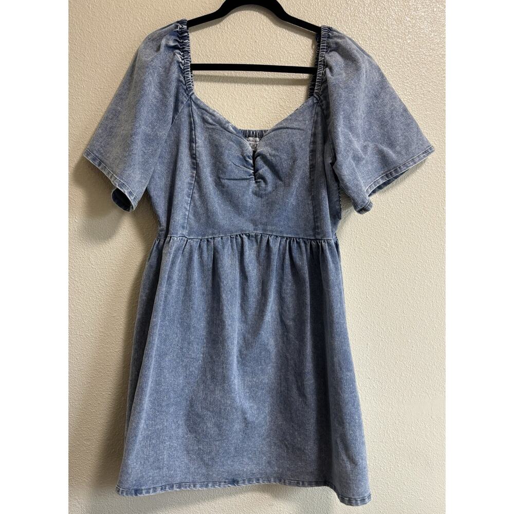 White Birch Light Denim V-Wire Mini Dress Plus Size 3X Western Festival Cowgirl - Picture 2 of 11